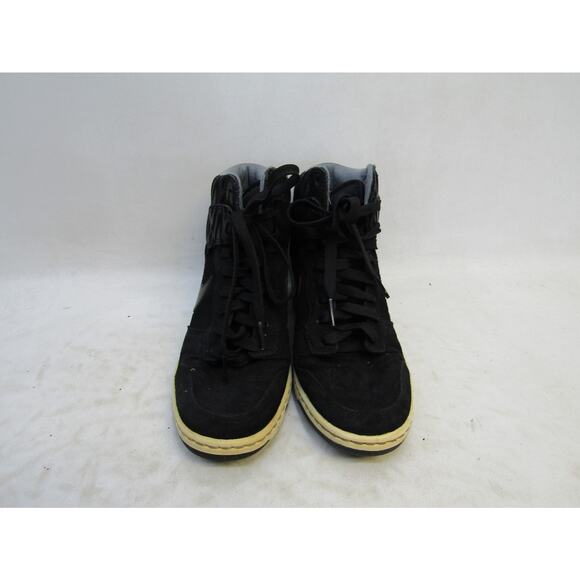 NIKE Sky Hi Dunk Women Sz 6.5 Black Suede Lace Up Hidden Wedge Sneaker - Picture 5 of 11